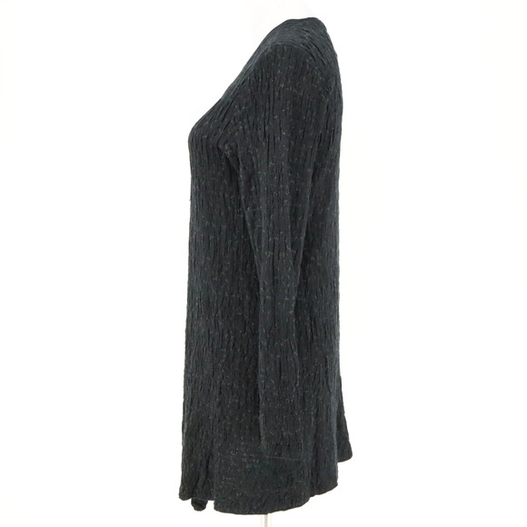 Eileen Fisher Sweater Womens Medium Black Silk Blend Long Cardigan Open Front - Picture 6 of 14